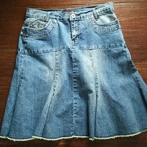 Denim knee length skirt